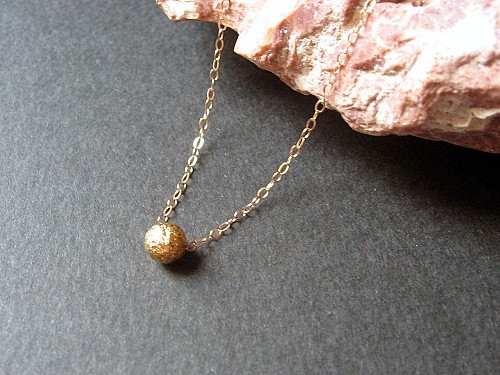 Gold Bead Necklace 14k Gold Filled, Stardust Dots Gold Sphere Necklace, Brush Sphere, Bridesmaid Gift, Minimal Necklace, Layering Necklace