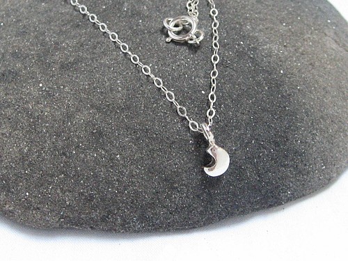 Crescent Moon Choker, Dainty Choker Necklace, 925 Sterling Silver, Tiny Moon Choker, Short Necklace, Simple Layering Choker, Gift Under 25